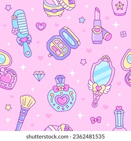 beauty make up and cosmetics seamless pattern