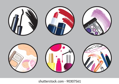 Beauty and make up icon set Make up and necessary cosmetics