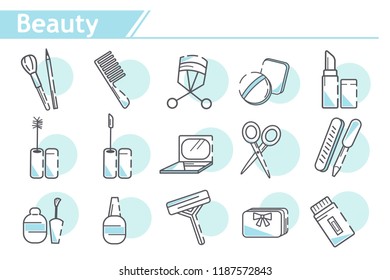 Beauty Make up Icon set -  Simple Line Series