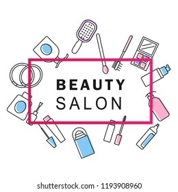 beauty make up poster  icons and color