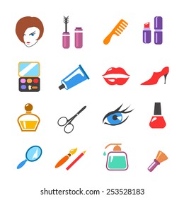Beauty  and make up vector colored  icons