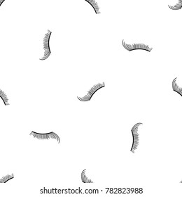 Beauty makeup concept. Makeup artist design for web or card. Eyelashes pattern. Fashion illustration. Seamless monochrome eyelash pattern background