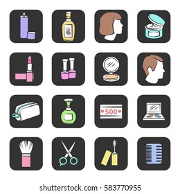 Beauty and makeup cosmetic icons. Vector illustration