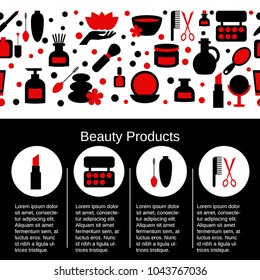 Beauty and makeup design concept with beauty icons. Site template.