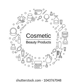 Beauty and makeup design concept with beauty icons.
