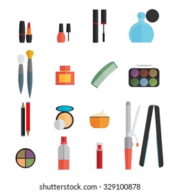 Beauty and makeup flat icons
