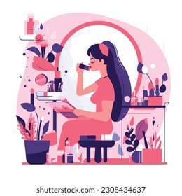 Beauty and makeup flat vector illustration 