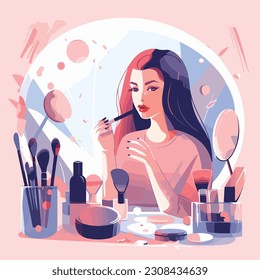 Beauty and makeup flat vector illustration 