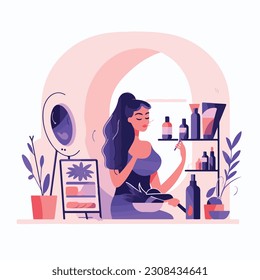 Belleza y maquillaje de ilustración vectorial plana 
