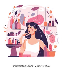 Belleza y maquillaje de ilustración vectorial plana 