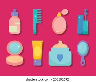 beauty and makeup icon set