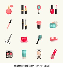 Beauty and makeup icon set