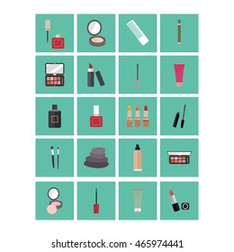 Beauty and makeup icon set