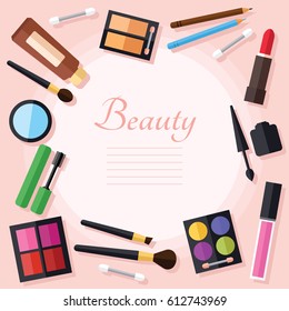 Beauty and makeup icon set in a flat design