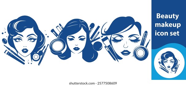 Beauty makeup icon set, illustration, lipstick, isolated, icon, cosmetic, beauty, makeup, black, design, web, sign, symbol, fashion, luxury, stain, face, elegance, lifestyle and more