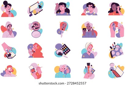 Ilustrações De Beleza E Maquiagem Ilustração De Vetor. Modelo de design de símbolo de ilustração para elemento de interface do usuário móvel da Web.