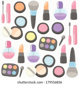 Beauty Makeup set Seamless pattern