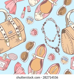 Beauty, makeup and style pattern. Vector illustration.