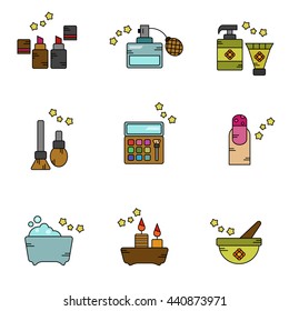 Beauty and makeup vector icon set 