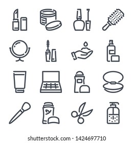 Beauty and Makeup vector line icons.