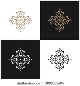 Beauty Mandala Ornaments, Leaf pattern logo design