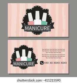 Beauty, Manicure. Nail Salon. Cute Business Card For Manicure  Salon. Vector Design