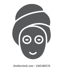 Beauty mask glyph icon, skin and beauty, face care sign, vector graphics, a solid pattern on a white background, eps 10.