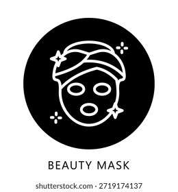 Botón Del Icono De La Máscara De La Belleza, Mini Ilustración Relacionada Con El Cuidado Personal. Uso Para El Concepto Moderno, Ui, Web Ux Y Desarrollo De App.