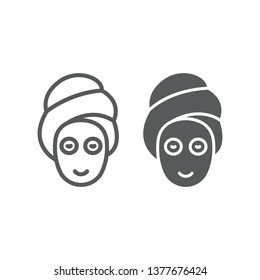 Beauty mask line and glyph icon, skin and beauty, face care sign, vector graphics, a linear pattern on a white background, eps 10.
