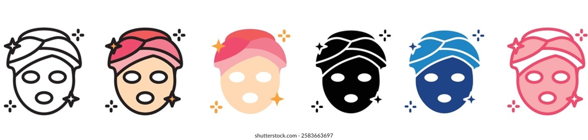 Beauty Mask multi-style color icon, mini or small illustration, use for UI, UX, app and web development, digital or print. for health, beauty, personal care, body treatment.