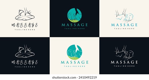 Beauty massage logo design bundle with Premium Vector creative concept