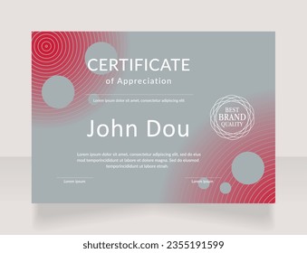 Beauty master appreciation certificate design template. Vector diploma with customized copyspace and borders. Printable document for awards and recognition. Lato, Calibri Regular fonts used