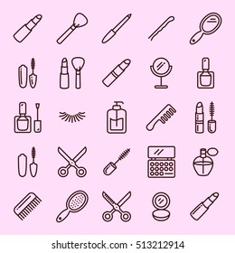 Beauty minimal line icon set