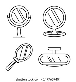Beauty mirror icons set. Outline set of beauty mirror vector icons for web design isolated on white background
