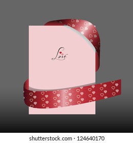Beauty modern abstract creative vector massage with heart pattern and ribbon