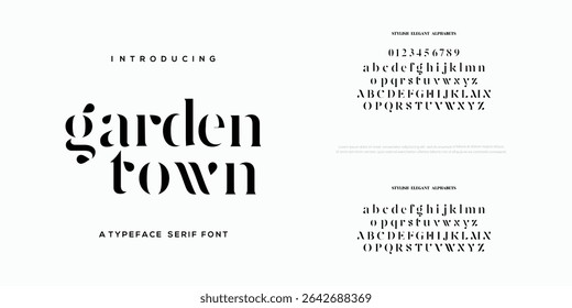 Beauty modern luxury font alphabet logo. Typography minimal fashion elegant classic letter serif italic fonts decorative wedding vintage retro logos on green background. vector illustration
