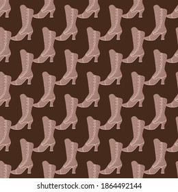 Beauty modern seamless pattern with beige simple ornament. Brown background. Style artwork. Vector illustration for seasonal textile prints, fabric, banners, backdrops and wallpapers.