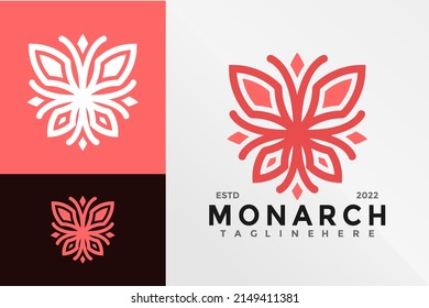 Beauty Monarch Butterfly Logo Design Vector Illustration Template