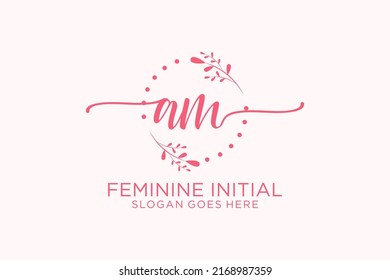 Monograma de belleza AM y elegante logo de diseño de logo para escritura a mano de firma inicial, boda, moda, floral y botánica con plantilla creativa.