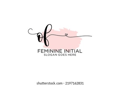 OF beauty monogram and elegant logo design handwriting logo of initial signature, wedding, fashion, floral and botanical with creative template.