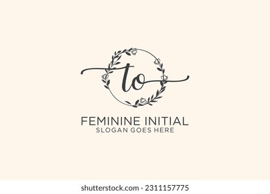 TO beauty monogram and elegant logo design handwriting logo of initial signature, wedding, fashion, floral and botanical with creative template.