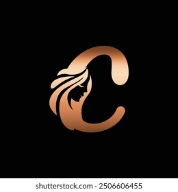 beauty monogram letter c woman silhouette logo design