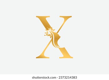 beauty monogram letter X woman silhouette logo design