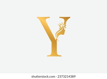 beauty monogram letter Y woman silhouette logo design