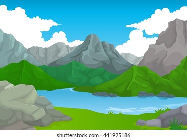 beauty mountain with lake landscape background