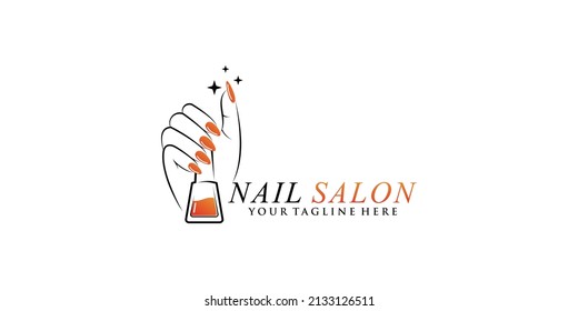 Beauty nail logo design for manicure and pedicure with creative concept Premium Vector