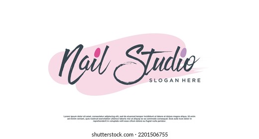 Beauty nail logo design vector with creative unique style Premium Vector