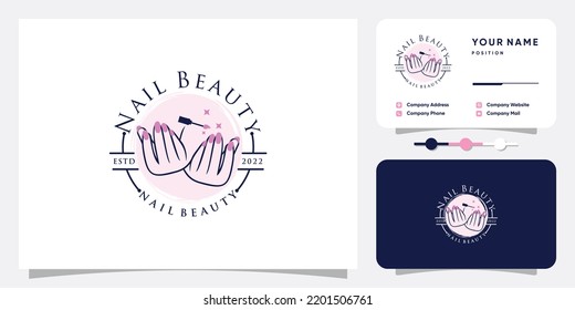 Vector de diseño de logotipo de uñas de belleza con estilo único creativo Vector Premium