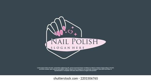 Beauty nail logo design vector with creative unique style Premium Vector