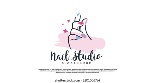 Beauty nail logo design vector with creative unique style Premium Vector